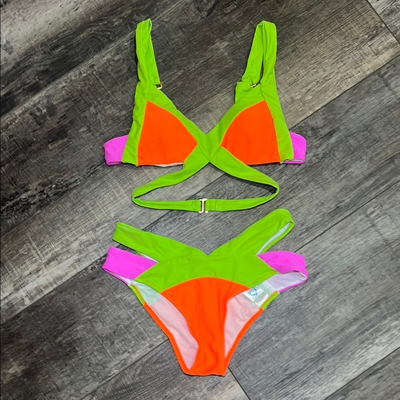 Neon Colorblock Bikini Set - Picture 1 of 3
